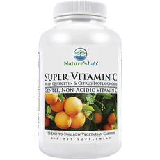 비타민C 메가도스 아스코르빈산 천연 Natureu Lab 슈퍼 1000mg 삼키기 쉽고 소화가 쉬운 식물성 120캡슐 2개월분