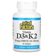 Natural Factors 비타민D3 K2 소프트젤 60정