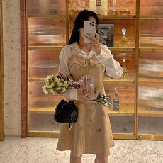 버블로어 스트라이프 뷔스티에 원피스