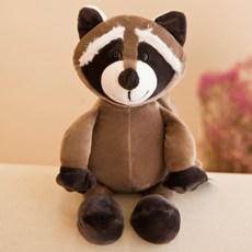 얼룩말 애착인형 부드러운 동물 25cm 얼룩말 사자 코끼리 여우 너구리 기린 숲 놀이 인형, 01 25cm, 05 raccoon