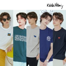 키스해링 남성 반팔 라운지 스텐다드핏 5종 패키지