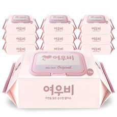 여우비 오리지널 도톰한 엠보싱 캡형 물티슈, 10팩, 72매