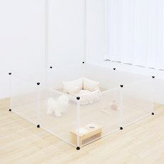 펫초이스 강아지 대형 투명 울타리 8p + 커넥터 16p 세트, 혼합 색상