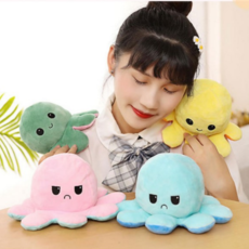 반전 양면 문어 애착 인형 3개, 그레이+그레이+그레이