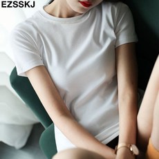 캐주얼 95% 코 튼 기본 T 셔츠 여성 여름 o 넥 반팔 섹시 T 셔츠 플러스 크기 3XL 솔리드 컬러 슬림 티 탑 여성