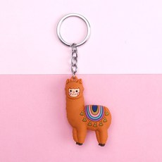 새로운 Qualitied 원래 만화 양고기 귀여운 행운 조디악 알파카 키 체인 키 링 시뮬레이션 동물 펜던트 쥬얼리 생일 선물, 오렌지색
