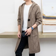 [Myshe]남자 가을 가디건 후드 롱 캐주얼 니트 가디건 1104feiks2