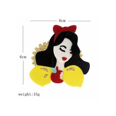 아크릴 스노우 화이트 소녀 브로치 핀 여성을위한 만화 그림 브로치 옷깃 여성 배지 가방 파티 쥬얼리
