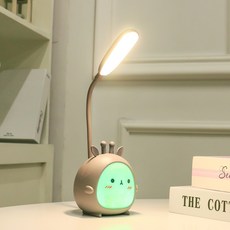 만화 새끼 사슴 귀여운 led 충전 눈 보호 야간 조명 침실 기숙사 USB 접이식 독서 책상 램프, 회색 양고기