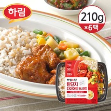[하림] [냉동] 이닭 탄단지 다이어트 도시락 귀리잡곡밥과 닭갈비 210gx6팩, 상세 설명 참조