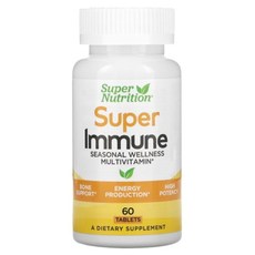 Super Nutrition 슈퍼 뉴트리션 슈퍼 이뮨 멀티비타민 60정 엽산 비오틴 마그네슘 리보플라빈 니아신 칼슘 등등 함유