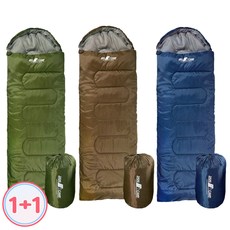 1+1자니 사계절 캠핑 침낭 감성 이불 경량 여름 차박 담요 군용 초보 백패킹 동계 하계, 자니침낭1+1(950g), 브라운+블루
