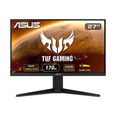 에이수스 ASUS TUF 게이밍 27인치 2K 모니터 VG27AQL1A - QHD 2560 x 1440 IPS 170Hz 144Hz 지원 1ms 익스트림 로우 모션 블러 Displ, 27 QHD 0.4ms 165Hz G-SYNC Hei