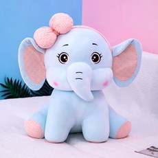 코끼리인형 코끼리쿠션 침대인형, 블루, 60cm