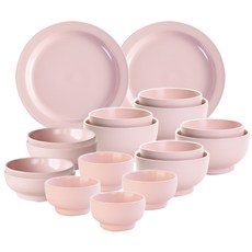디샤 4인 홈 식기세트 18p, 핑크, 공기 4p + 대접 4p + 레머킨 4p + 찬기 4p + 접시 2p