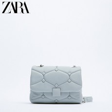 ZARA 자라 가방 봄과 여름 신작 여성용 라이트 블루 리벳 체인 퀼트 크로스 바디