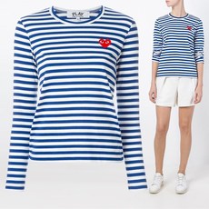 COMME DES GARCONS 18FW 꼼데 레드와펜 스트라이프 보더티 블루 AZ-T163