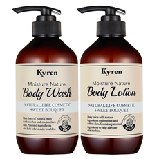 키렌 모이스처 네이처 바디워시 500ml +바디로션 스위트부케향 500ml, 1세트
