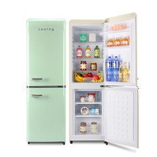 쿠잉전자 레트로 콤비 일반형냉장고 방문설치, 민트, REF-C153S
