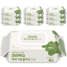 크리넥스 에코그린 소프트 저자극 물티슈 캡형, 80매, 10팩