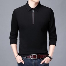 남성 카라티 2022 지퍼 긴팔 폴로 티셔츠 캐주얼 솔리드 의류 폴로 셔츠 패션 1세트