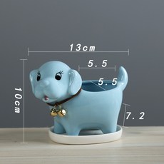 고기 화분 흰색 도자기 화분 세라믹 창조적 인 귀여운 만화 미니 동물 성격 고기 세라믹 화분 녹색 식물 고기 냄비, 강아지 (블루)