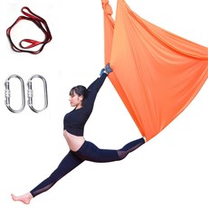 공중 요가 해먹 정원 스윙 요가 필라테스 훈련을위한 반 중력 곡예 해먹 실내 야외 5x2.8M, 주황색