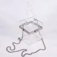 새로운 패션 광장 상자 여성 가방 아크릴 투명하고 명확한 핸드백 여자 이브닝 백 유행 파티 클러치 박스 지갑