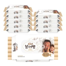 붕어빵 아기 물티슈 패밀리 휴대용 엠보싱 고평랑 60gsm 리필형 15매 유아물티슈, 15팩