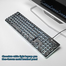 무소음적축 인체공학 저소음 사무용 게이밍 키보드104 키 유선 rgb 백라이트 게임 핑크 + 마우스 세트 usb 핑크 귀여운 음소거, 씨엔, 블랙 화이트 라이트