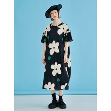 데님 원피스 여름 청원피스 여자 빅사이즈 루즈핏 셔츠원피스 가을 루스 빅 플라워 드레스 여름 여성용 반팔 캐주얼 프릴 드레스 여성용