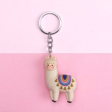새로운 Qualitied 원래 만화 양고기 귀여운 행운 조디악 알파카 키 체인 키 링 시뮬레이션 동물 펜던트 쥬얼리 생일 선물, 토백색