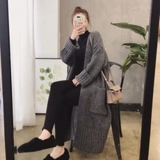 스웨터 니트 데일리룩 재킷 롱 루즈핏 주머니 가디건