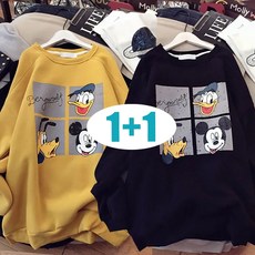 꽃소담 1+1 여자 라운드넥 캐릭터 기모 맨투맨 QQA2994