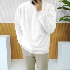 로니제이 남녀공용 오버핏 데일리 면 쭈리 기모 코튼 무지 맨투맨