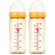 더블하트 소프트터치 모유실감 PPSU 노꼭지 젖병 트윈팩, 노꼭지 (240ml), 오렌지