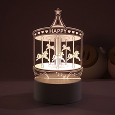 [8무드] LED 감성 무선 건전지 USB 무드등, 해피 회전목마 무드등