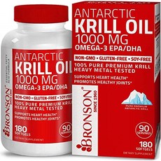BRONSON 브론슨 남극크릴오일1000MG [180 정softgels] 남극 크릴오일1000mg(omega-3 EPA DHA), 1병