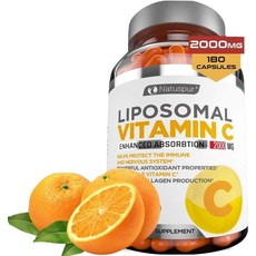 나뚜스퍼 미국산 리포솜 리포좀 리포조말 비타민 C 씨 메가도스 2000mg 180캡슐, 180 캡슐 (1팩)