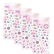 쁘띠팬시 Vintage flower 스티커, da5360, 4개입