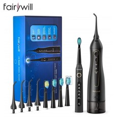 Fairywill-휴대용 구강 세척기 물 플로셔 치과 치아 클리너 USB 충전식 300ML 탱크 8 노즐 포함, CHINA_5020E-Black.507-Set