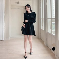 에비뉴비 여성용 핀턱 퍼프 미니 원피스