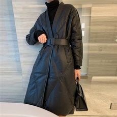 가을겨울 루즈핏 경량 롱패딩 하프코트 여성
