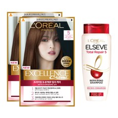 로레알파리 엑셀랑스 크림 염색제 5호 2p + 샴푸 170ml 기획세트, 1세트