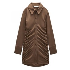 ZARA 셔링 셔츠 원피스 슬림 미니 드레스 04437319730