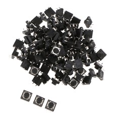 Ursmart 100x 촉각 푸시 버튼 순간 스위치/라즈베리 파이용 4핀, 12x12x7mm, 블랙, 100