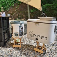 캠핑 워터저그 아이스쿨러 휴대용 미니 접이식 받침대 거치대 테이블, 원형 접이식 받침대