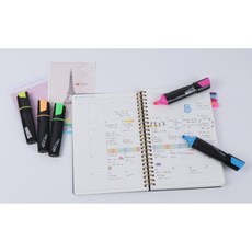 BIC 3way 두께 조절 두꺼운 형광펜(5색) 숙제 시험기간 은은한, 핑크