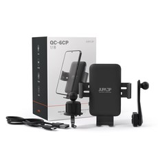 주파집 3세대 차량용 센서 고속 무선충전거치대 QC-6CP, 1개, 블랙