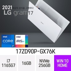 [2022 그램17 무상 업그레이드] LG 그램17 17ZD90P-GX76K - 블랙색상으로 대체출고됩니다., 256GB, 윈도우 포함, 16GB